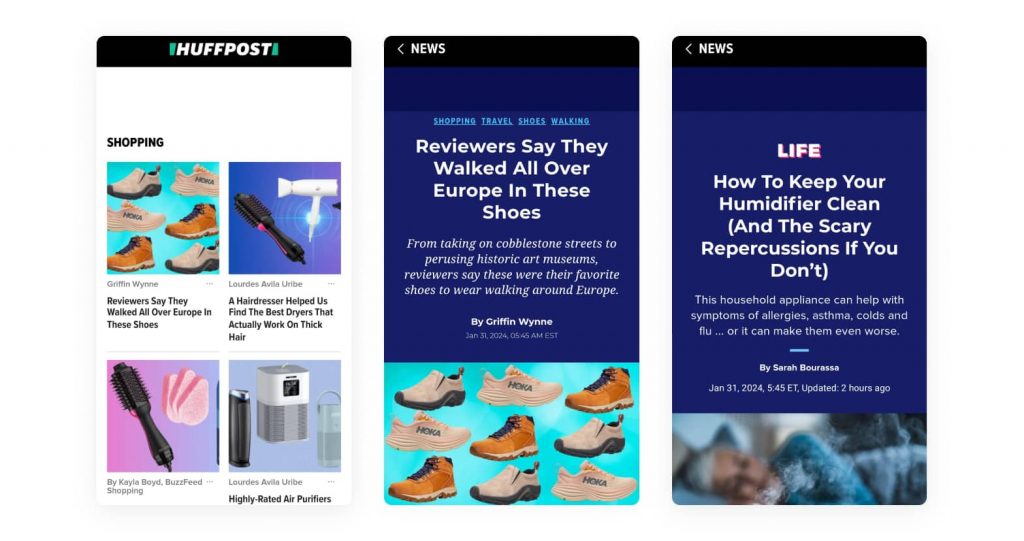 Native ads in a medium / news app